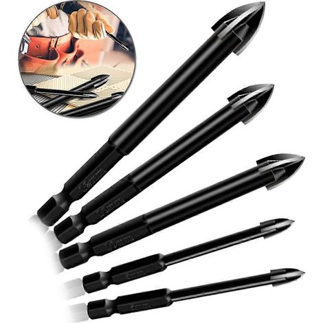 Lot de 6 forets triangulaires pour carrelage, plastique, verre et béton (4/5/6/8/10/12 mm) - Outils muraux (1/5)