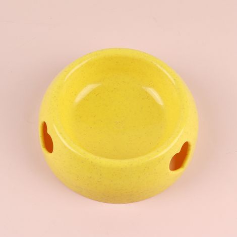 Artículos para mascotas, comedero para perros, comedero para arroz, comedero de plástico sencillo Love bowl, comedero para mascotas, comedero para gatos (pequeño, amarillo) (1/5)