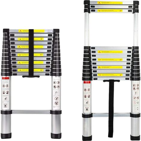 5M 16.5ft Échelle Extensible Télescopique Pliable Extension Escabeau Aluminium Heavy Duty Loft Échelles avec Pieds Antidérapants 330lbs Capacité EN131 Approuvé (1/5)