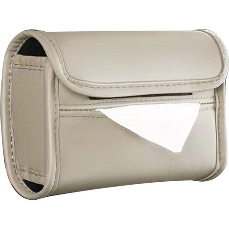 Boîte à mouchoirs pour accoudoir, boîte à mouchoirs en cuir PU résistant à l'usure pour siège arrière, organiseur de serviettes, beige (1/5)