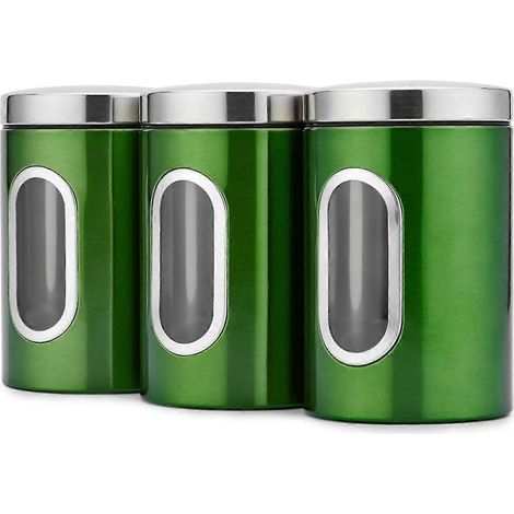 Ensemble de 3 boîtes de rangement en acier inoxydable pour thé, café, sucre et céréales, noix, boîtes de conservation, (1/5)