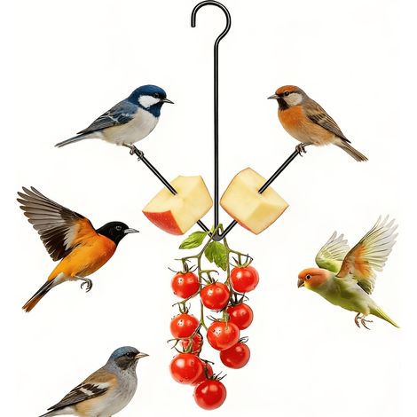 Mangeoire suspendue pour oiseaux sauvages, mangeoire pour colibris, mangeoire suspendue pour oranges et fruits avec crochet (1/5)