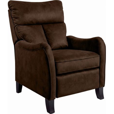 Fauteuil relax manuel tissu microfibre aspect suédine chocolat - AMBOISE (1/4)