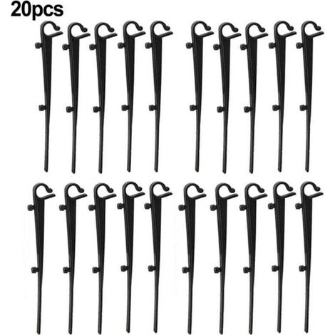 Lot de 40 Crochets de fixation grillage de protection de gouttière en PP, longeur de 16cm, entraxe de 7.2cm, noir (1/4)