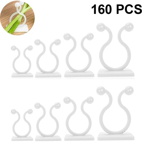 160 Clips de fixation, auto-adhésifs en résine, crochets invisibles pour plantes grimpantes, organisation câbles, jardin et intérieur (1/5)