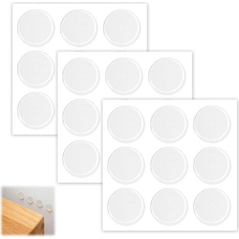 27 Pièces Patins Adhésifs en Caoutchouc Transparent, Tampons Transparents non Adhésifs Pendentifs Cabochons Tampon élastique Patins Silicone Transparent Butées Murales pour Poignée de Porte (1/5)