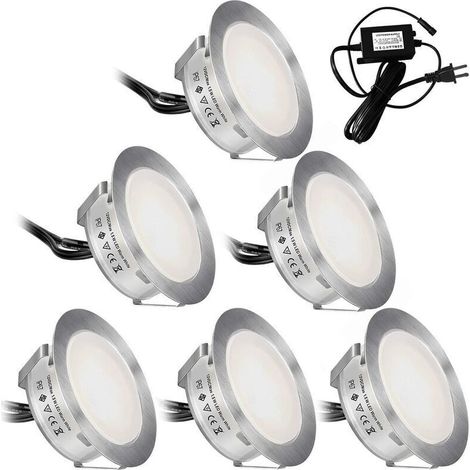 Set di 6 lampadine a bassa tensione 12V impermeabili IP67 da φ55mm - luce bianca