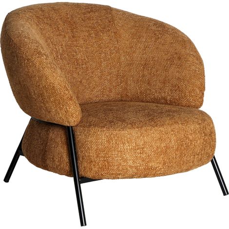 Fauteuil vintage en tissu texturé ocre - ocre et noir (1/5)