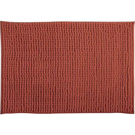 Tapis de Bain - 1 Pièce - Microfibre Chenille - Antidérapant - Lavable Machine - Salle de Bain - Terracotta - 60x60 cm (1/5)