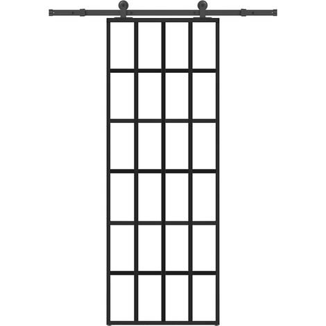 Schiebetür mit Beschlag 76x205 cm ESG-Glas & Aluminium
