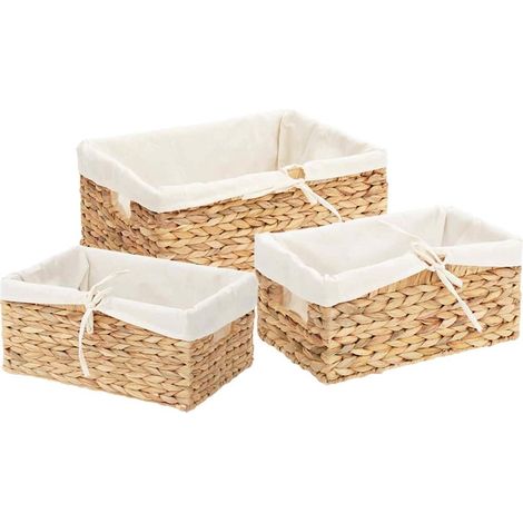Storage Baskets 3 pcs Natural Water hyacinth vidaXL