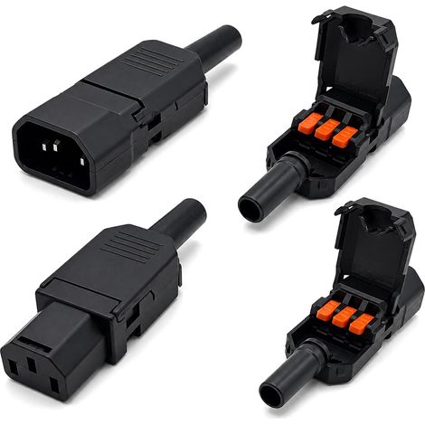 4 Pièces Connecteurs IEC C14 C13 10A 250V pour Ordinateurs Moniteurs (1/5)