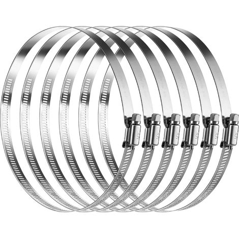 6 collier de serrage inox tuyau arrosage en acier inoxydable, metal collier serflex inox 141-165mm, serre flex serrage pour tuyau d'engrenage conduits de carburant plomberie automobile piscine (1/5)