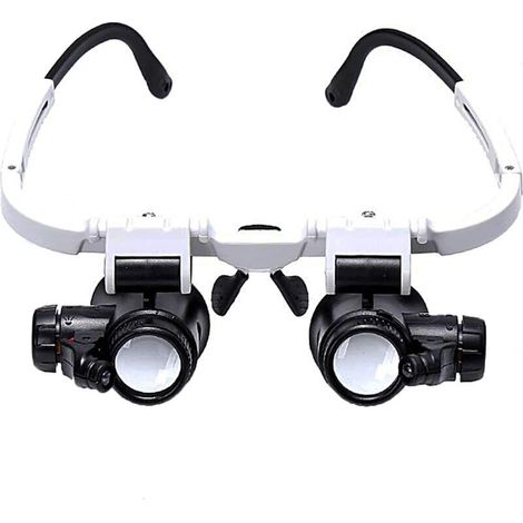 Loupe binoculaire avec 2 lumières LED – Grossissement 8X-15X-23X – Lentille acrylique haute clarté – Éclairage réglable pour horlogers et bijoutiers
