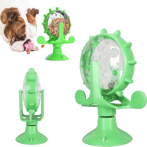 Distributeur Lent Vert Moulin à Vent en Plastique avec Ventouse pour Chats et Chiots, Jouet Interactif Anti-Étouffement (1/5)