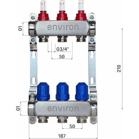 Edelstahl Heizkreisverteiler 2 - 12 fach