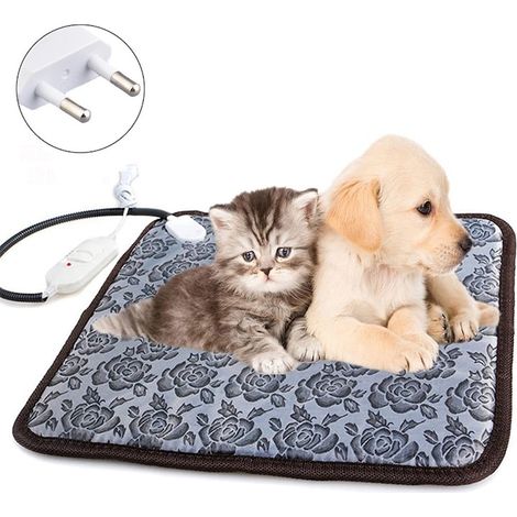 Couverture chauffante électrique pour animaux, tapis chauffant imperméable en PVC, couverture thermique pour chien et chat, gris (1/5)