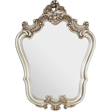 Premier Housewares Wall Mirror / Mirrors For Garden / Bathroom / Living Room With Carving Decorative Frame / Champagne Finish Wall Mounted Mirrors W75 X D9 X H102cm. (1/4)