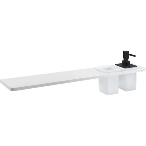 Sapho Abeline - Ablage mit Seifenspender und Gläsern, 60 cm, weiß matt/schwarz AE602-0101-03