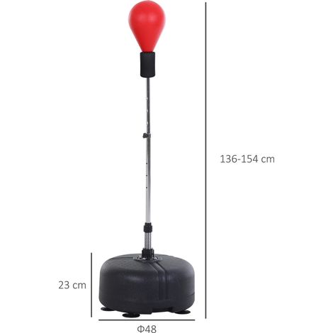 Punching-ball sur pied réglable 136 à 154 cm, avec gants de boxe, base à ventouses, noir HAVRYA (1/5)