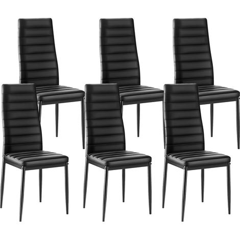 VEVOR Sedia da Pranzo Moderna 465 x 405 x 970 mm Elegante Sedia Laterale Imbottita in Pelle, 6 Pezzi, Seduta Comoda, Capacita di Carico 136 kg con Cuscini Spessi e Gambe in Metallo, Nere