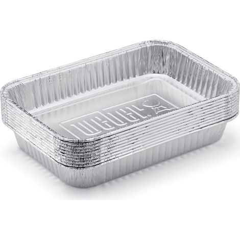 Weber Vaschette in alluminio , 6 pezzi, perfettamente adatte per Weber Q, Pulse, Lumin, Traveler, Genesis, Genesis II / LX 200 & 300 serie. Vaschette raccogli grasso - Argento (6415) (1/4)