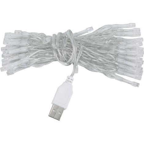 Guirlande lumineuse de 5 m avec 50 LED, fil de cuivre, pour décoration de jardin ou de cour pendant les fêtes de Noël, chargement USB (multicolore) (1/5)