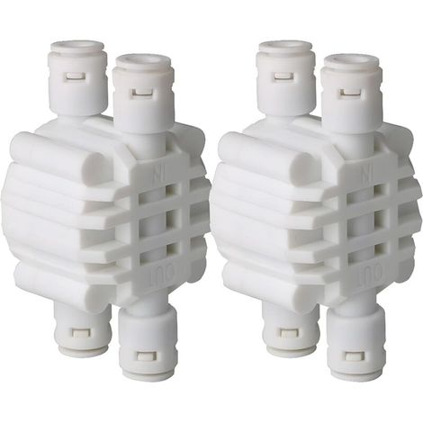 2 Pcs 1/4 inch 4 Voies Auto Shut Off Valve, Pousser Les raccords pour Le Système De Filtre À Eau Osmose Inverse Ro