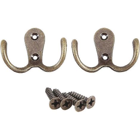 crochets à vis, crochet double rétro en métal, porte-manteau mural en métal, bronze antique, pour chapeaux. Édition limitée à 528 exemplaires. (1/5)