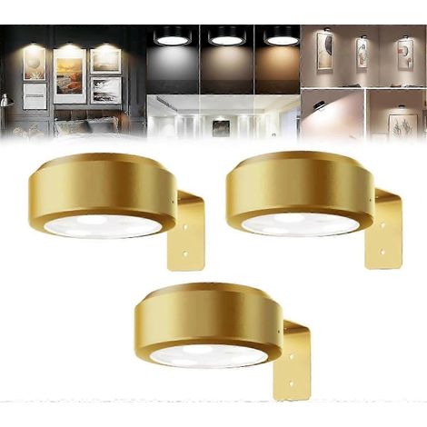 Lot de 3 lampes pour tableaux lampes pour affiches éclairage LED magnétique sans fil rechargeable 3 températures de couleur - Or (1/5)