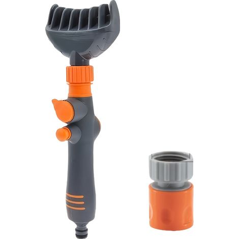 Brosse de Nettoyage pour Filtre de Piscine avec Arroseur, Buse Réglable avec Contrôle de la Pression d'Eau, Interrupteur Fixe, Sans Électricité, Portable (Poignée Plastique) (1/4)