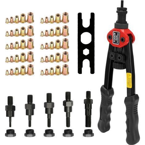 Professional Riveter Kit, Rivet Nut Gun, Ergonomic Handles with 50 PCS Rivet Nuts M3 M4 M5 M6 M8 BT-606 (1/5)