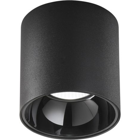 "Plafoniera LED MIG rotonda in alluminio nero con riflettore cromo 4000K" (1/2)