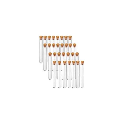 Tubes à Essai Plastique, 30 Pièces 30ml (20150 mm)tube a essai, Plastique Tube à Essai, Bouchons en liège Tubes à essai pour Laboratoire/Bonbons etc. H341 (1/5)