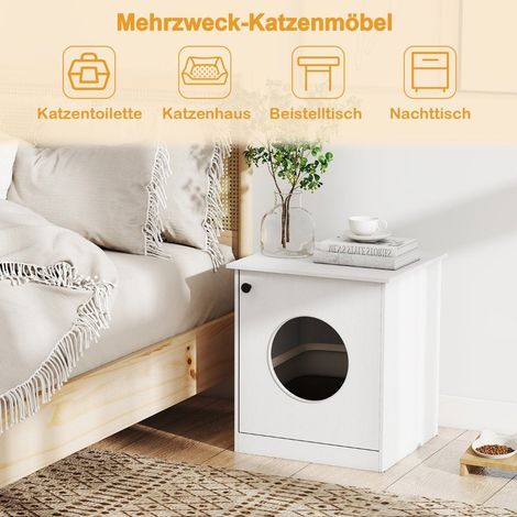 Cat Litter Box Cabinet with Large Entry, White, 51x47x57 cm (1/5)