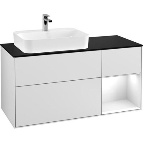 V&B Waschtischunterschrank Wandbeleuchtung Finion 120cm, Pl b m, Rg r g wh. Lac, wh. m Lac (1/2)