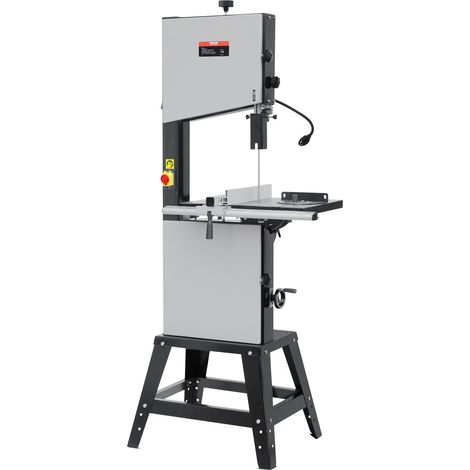 Scie à Ruban d'Établi avec Support, 340 mm, 440-846 tr/min, 1100 W, Hauteur de Coupe 330 mm, Lame Scie 2780 mm, avec Lampe de Travail, Guide Onglet, pour Travail Bois, Aluminium, Métal, Cuivre (1/5)