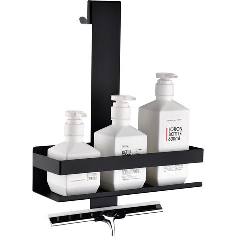 ZOLGINAH Estante de ducha colgante, organizador de ducha colgante de acero inoxidable, estante de ducha colgante negro mate, estante de ducha colgante de vidrio para baño (1/5)