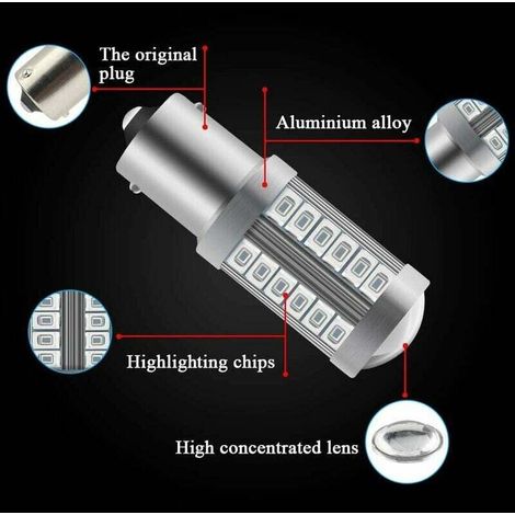 Lampade LED Auto 1156 BA15S 33SMD 900LM Super Luminose per Freno Luci Posteriori 4 Pezzi (1/3)