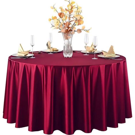 Nappe ronde en satin Bordeaux 240 cm de diamètre, brillante, réutilisable