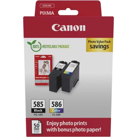 Cartouche d encre Canon PACK PG 585 CL 586 PVP SEC + PAP 50fxGP 501 10x15cm (1/2)