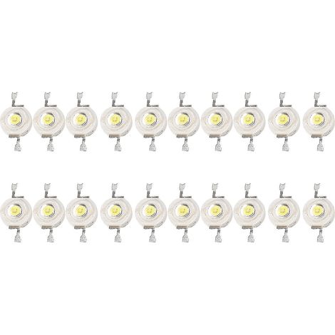 Paquete de 20 LED blancos de alta potencia, 2 pines, 3 W, 170-190 lm, 6000 K (antienredos) - YUHAO (1/5)