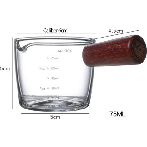 Verre doseur en verre borosilicate avec anse, graduation claire ml/oz, 75ml ou 40ml, pour cuisine, four, micro-ondes, pharmacies enfants (1/3)
