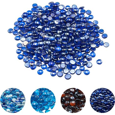 VEVOR Vetro per Braciere, Pietre per Caminetti Resistenti alle Alte Temperature, 9 kg, Perline Riflettenti e Antifumo da 19,05 mm, Perle di Vetro, Pietra per Tavolo da Braciere, Blu Cobalto
