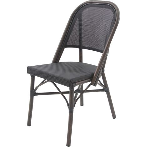 Chaise de bistrot en textile mesh Wengé-Mesh noir 57x47x90cm (Lot de 2) - Feros (1/5)
