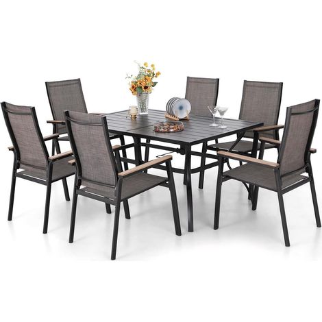 Gartenmöbel Set Terrasse Gartentisch 6 Stühle Textilene Bistro 6er Set Outdoor (1/5)