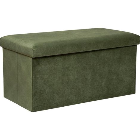 Banquette Coffre Pliable en Velours "Lilou" 76cm Kaki (1/5)