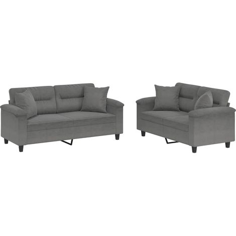 Maison Exclusive - Set Divani 2 pz con Cuscini Grigio Scuro in Tessuto Microfibra