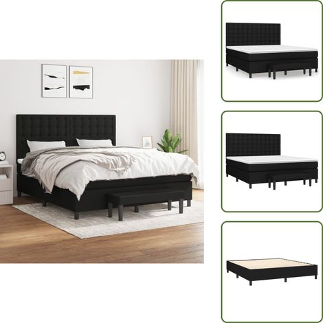 The Living Store Boxspringbett mit Matratze Schwarz 160x200 cm Stoff - Boxspringbett - Doppelbett - Bettenrahmen - Schlafsystem - Matratze (1/5)