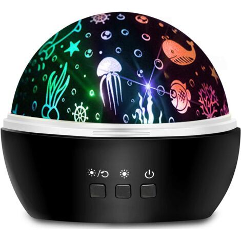 Veilleuse Bebe, Veilleuse Etoile Projection Rotation Lampe Projecteur Led Enfant et 8 Couleurs Lampe Projection Bébé pour Anniversaire Noël Soirée – Noir (1/5)